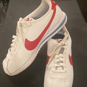 Nike Men's White and Red Cortez Sneakers